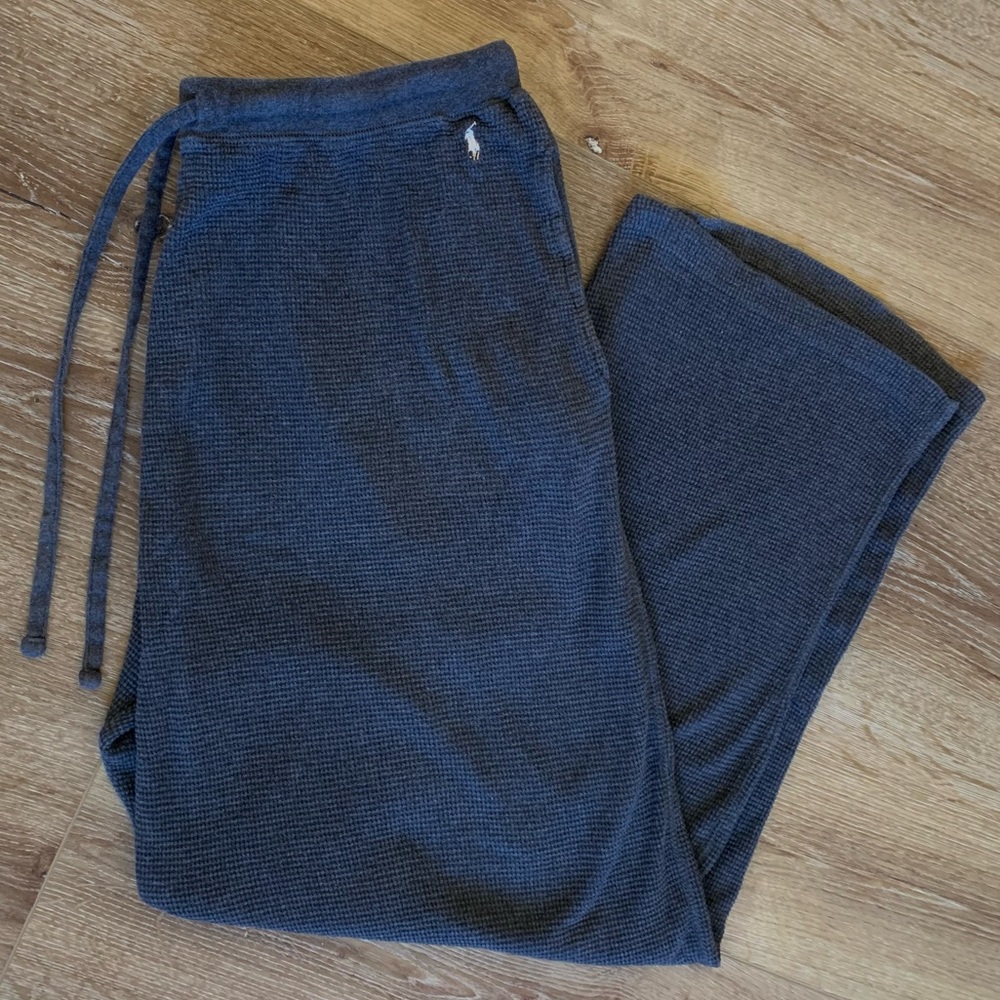 XL Mens Polo Ralph Lauren Grey Pajama Waffle Knit thermal Lounge Pants w pockets